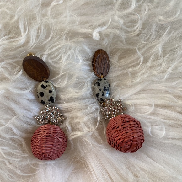 Anthropologie Wicker Drop Dangle Earrings